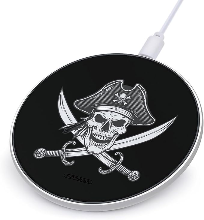 Skull Pirates Fast Portable Charger 10W Funny Graphic Phone Charging Pad with USB Cable