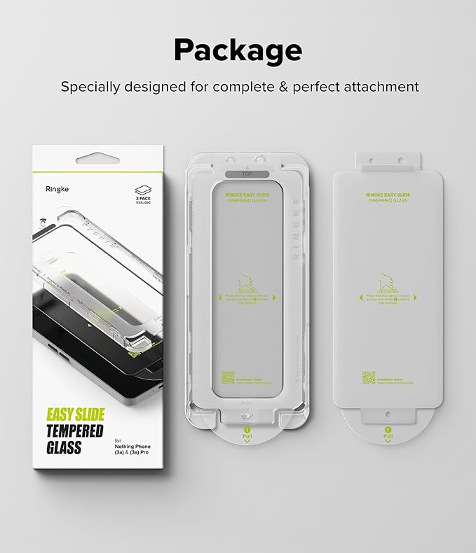 Ringke Easy Slide [Super Easy to Install] Compatible with Nothing Phone 3a / 3a Pro Screen Protector Case Friendly 9H Hardness Tempered Glass with Simple installation Tool - 2 Pack
