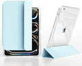 Slim Case for iPad 9th/8th/7th Generation 2021/2020/2019 (10.2 inch) Leather Case with Pencil Holder Slide Detachable Magnetic Trifold Stand Shockproof Protective Cute Clear Back Cover (Light Blue)