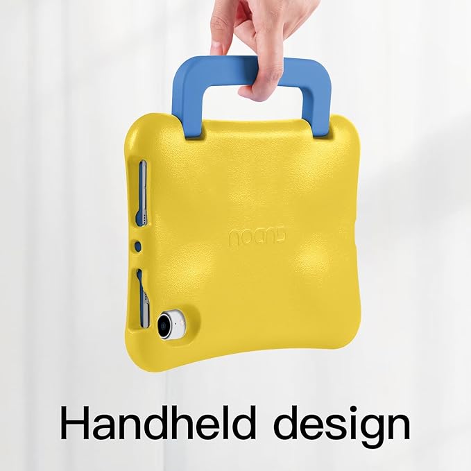 Kids Case for iPad mini 7 (A17 Pro) 2024 /iPad Mini6 2021 Light Weight Heavy Duty/Shockproof/Drop Proof with Handle/Kickstand Child Friendly Cover for iPad mini 7th/6th Gen 8.3inch (Yellow)