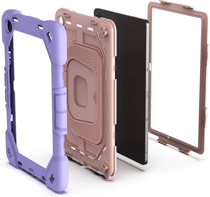 Case for Samsung Galaxy Tab A11+ 11 Inch 2025 (X230/X236B) Heavy Duty Shockproof Rugged Stand Hand Strap Protective Tablet Case for Tab A11 Plus Purple+Pink