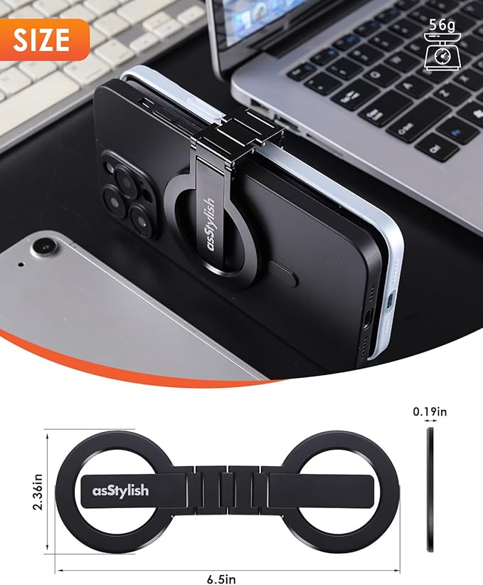 Twins Carry: Magnetic Dual-Phone Holder for iPhone &amp Android | Lightweight Solution for Professionals Travelers &amp Gamers | Manage 2 Mobile Phones for Work Personal Use (Black Mini)
