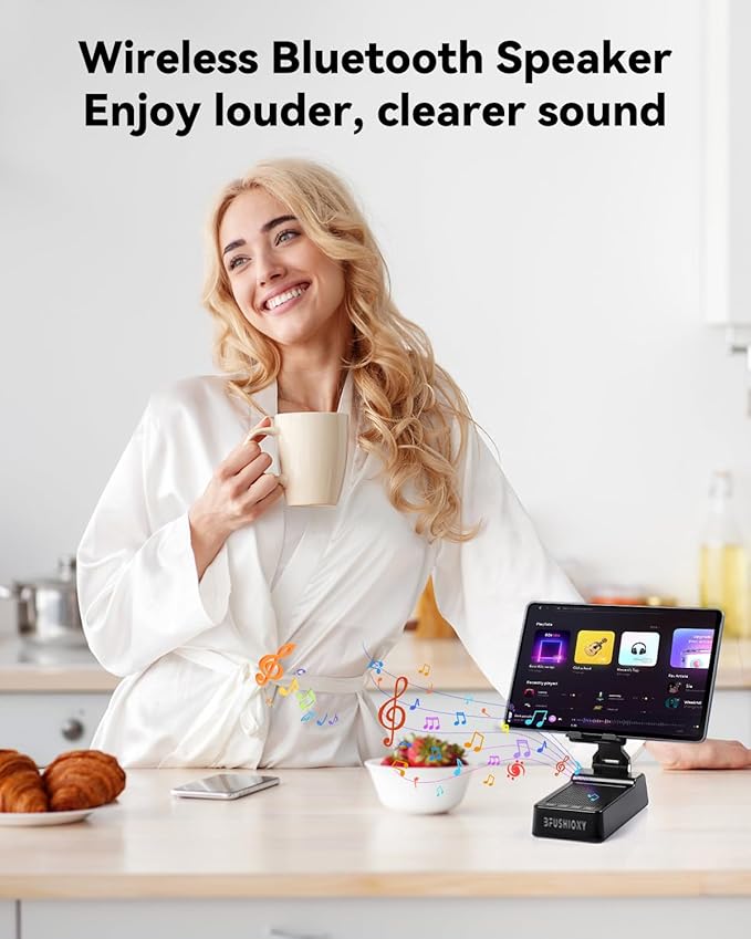 Father's Day Gifts for Dad Birthday Gifts for Men Women 4 in 1 Cell Phone Stand with Bluetooth Speaker Dual Connect Stocking Stuffers White Elephant Gifts for Adults (2 Pack)