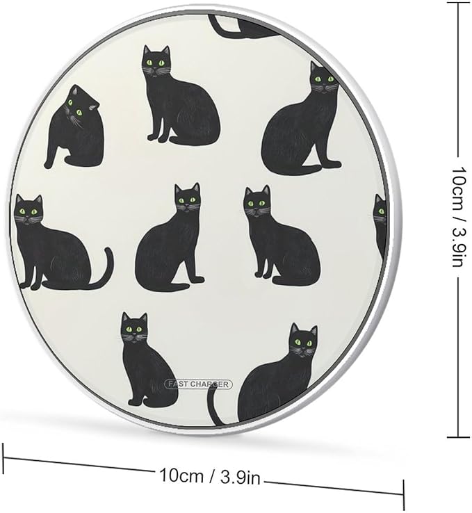 Cats Pattern Charger Pad 10W Max Fast Charging Portable Charging Station Compatible with iPhone
