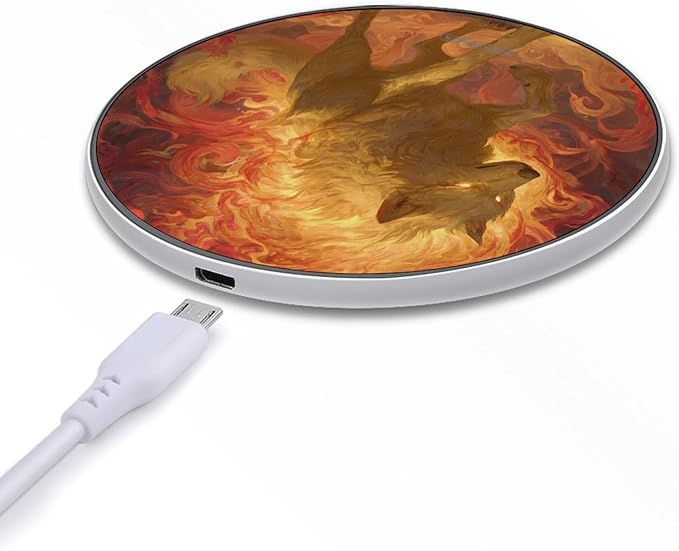 Wolf Flames Mythical Fire Fast Portable Charger 10W Funny Graphic Phone Charging Pad with USB Cable