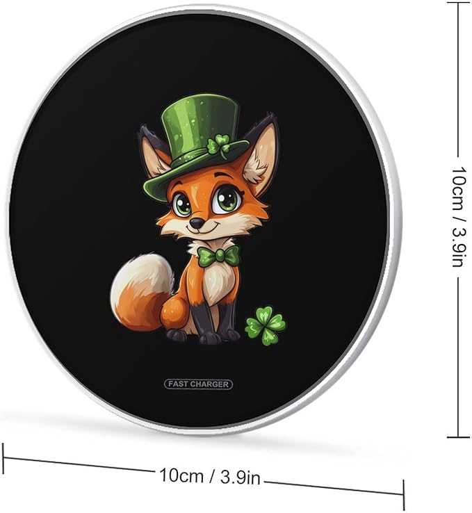 St-Patricks Fox Wireless Charger Anti-Slip Wireless Charging Pad Slim Charger Mat for Men Women