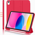 iMieet (A16) Case 11th Gen / 10th Generation Case [11-Inch 2025/10.9 Inch 2022] with Pencil Holder Trifold Stand Smart Cover with Soft TPU BackAuto Wake/Sleep(Red)
