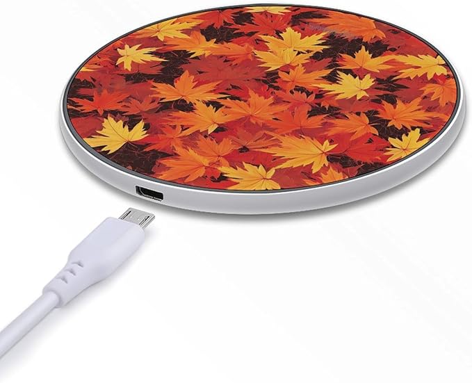 Autumn Maple Leaves Wireless Charger Anti-Slip Wireless Charging Pad Slim Charger Mat for Men Women