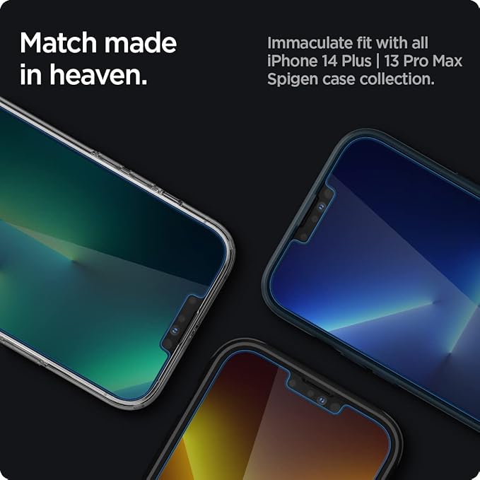 Spigen Tempered Glass Screen Protector [Glas.tR EZ FIT - Privacy] designed for iPhone 14 Plus/iPhone 13 Pro Max [2 Pack]