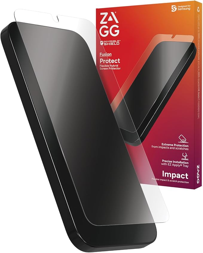 ZAGG InvisibleShield Fusion Samsung Galaxy S24+ Screen Protector - Flexible Hybrid Protection Unbreakable Polymer High-Definition Clarity Eco-Friendly Biometric Tech Compatible