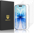 UNBREAKcable 4-Pack Screen Protector for iPhone 17 Double Shatterproof Tempered Glass [Easy Installation Frame] [9H Hardness] [99.99% HD Clear] [Case Friendly] for iPhone 6.3 inch