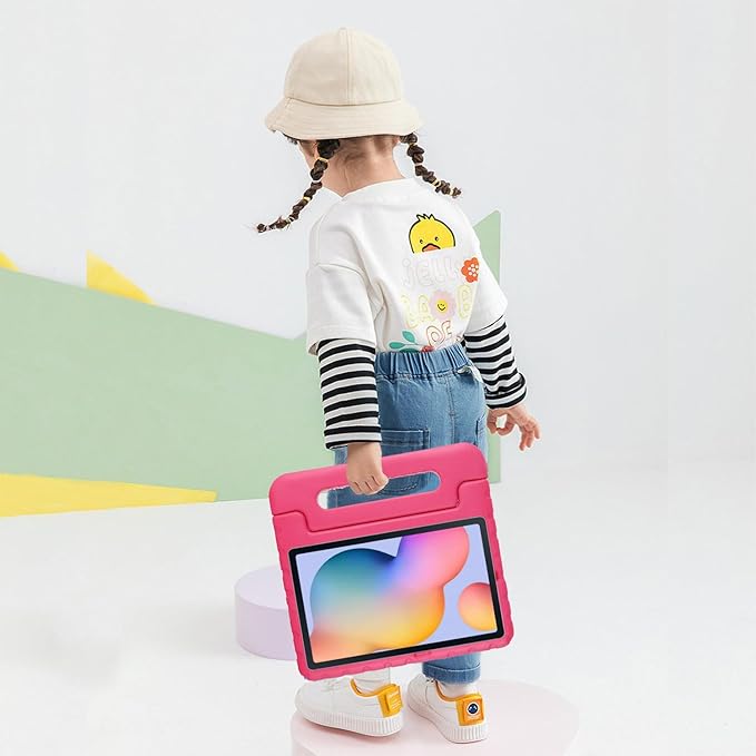 Kids Case for iPad Pro 10.5 2017 &amp iPad Air 3rd Gen 10.5 inch 2019 with Rotating Handle/Stand Soft Shockproof EVA Drop Proof Lightweight Kids Girl Boy Kickstand Protective CoverRose