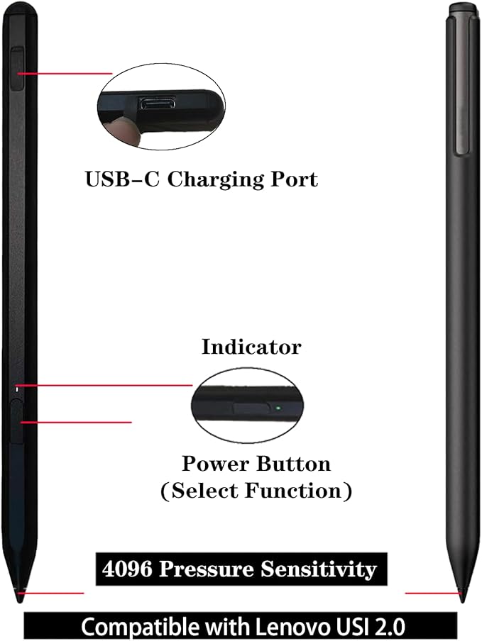U1 Compatible with Lenovo USI 2.0 U1 Stylus Pen for Lenovo Chrome Duet 9 Stylus Pen for Chrome Duet 5 Pen with 4096 Pressure Sensitivity (Black)