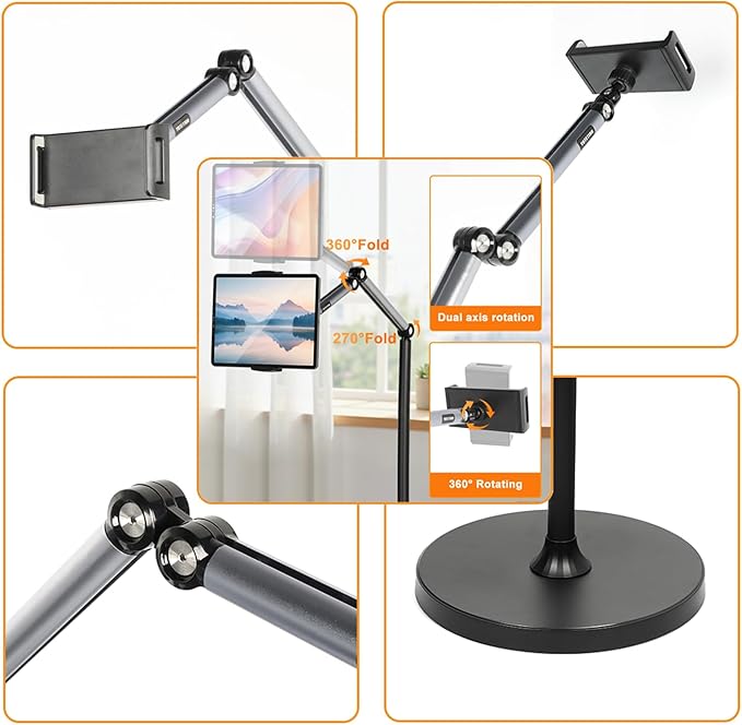 66“ Floor stand articulating arm with adjustable on Bed&ampCouch iphone stand and tablets standSturdy and Stable tripod replacementMinimalist Design Space-Saving Highly Flexiblecantilever Brac