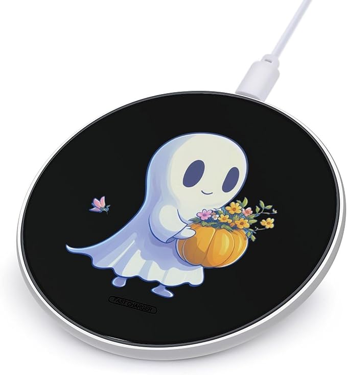 Halloween Ghost Wireless Charger Anti-Slip Wireless Charging Pad Slim Charger Mat for Men Women