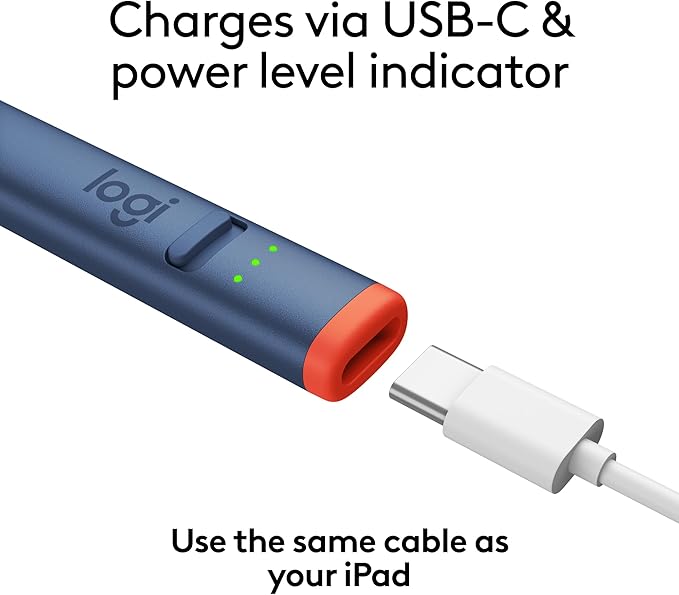 Logitech Crayon Digital Pencil for iPad (iPad Models with USB-C Ports) Featuring Apple Pencil Technology Anti-roll Design and Dynamic smart tip.