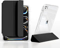 Slim Case for iPad Pro 11 Inch 4th/3rd/2nd Generation (2022/2021/2020) Clear Case with Pencil Holder Slide to Separate Auto Sleep/Wake Detachable Trifold with Stand Leather Cute Cover (Black)