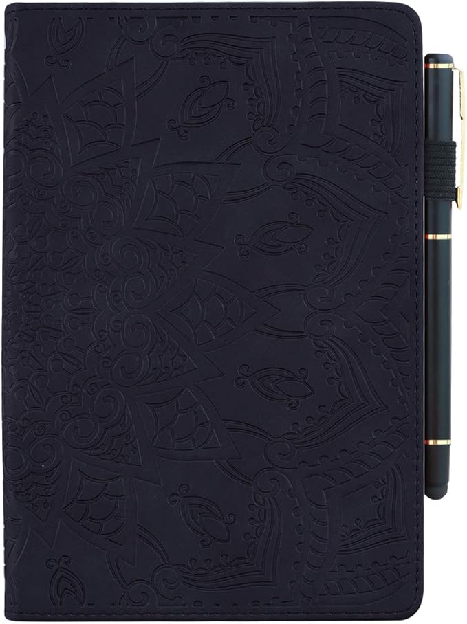 Fire HD 10 Case 9th/7th Generation (2019/2017) 10.1 with Pencil Holder Elastic Band Pocket Multi-Angle Stand Magnetic Folio Wallet PU Leather TPU Shockproof Cover Black Paisley Flower