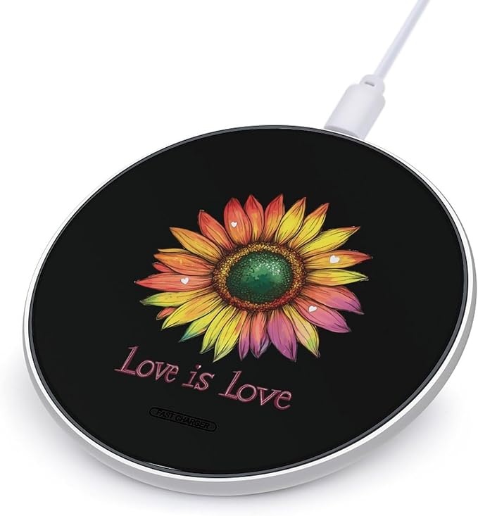 Sunflower Love is Love Gay Lesbian Wireless Charger Anti-Slip Wireless Charging Pad Slim Charger Mat for Men Women