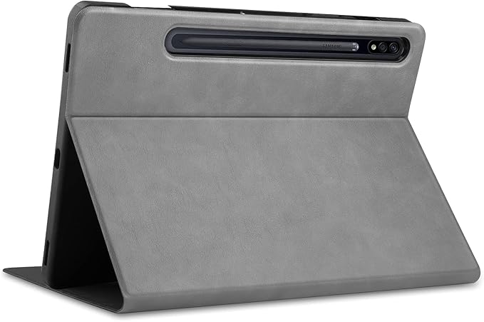 12.4 Inch Case for Samsung Galaxy Tab S8 Plus/S8+ 2022/S7 FE 2021/Tab S7 Plus/S7+ 2020 (SM-X800/T730/T970) with S Pen Holder &amp [Auto Wake/Sleep] Premium PU Leather Folding Stand Cover Gray