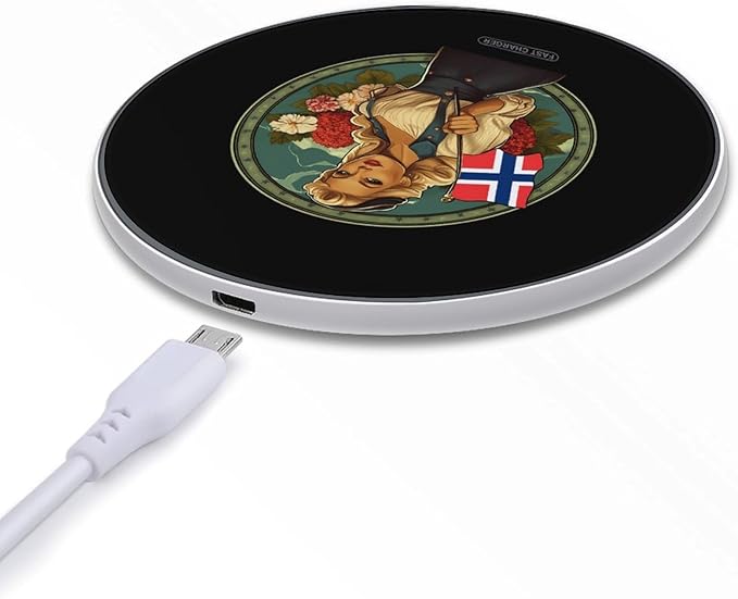 Norwegian Bunad Girl Flag Wireless Charger Anti-Slip Wireless Charging Pad Slim Charger Mat for Men Women