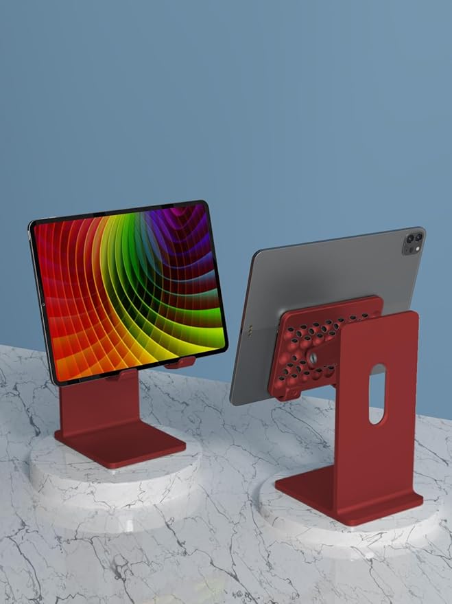 Aluminum Table Stand Dual Axis Adjustment Table Holder Desktop Stand Dock Compatible with iPad 10.2/9.7 Air/Mini Pro 11/12.9/13 Samsung Tab and More up to 13 inch（Red