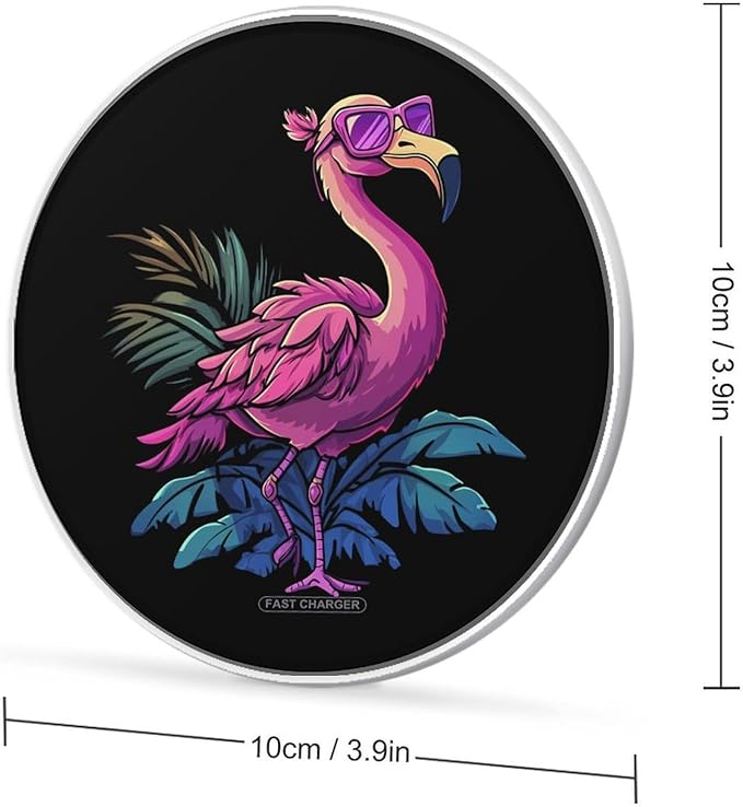 Flamingo Tropical Bird Glasses Wireless Charger Anti-Slip Wireless Charging Pad Slim Charger Mat for Men Women