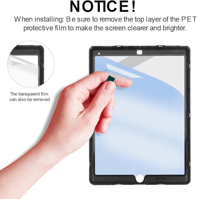 Case for iPad Pro 12.9 2nd Generation 2017 &amp 2015 1st GenerationHandheld Protective Cover Thick and Durable TPU Protective Shell with Screen Protector - Stand - Strap - Black