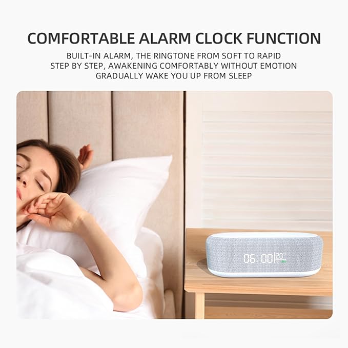 Wireless Charging Station 4 in 1 Wireless Charger with Digital Alarm Clock15W Power Multi Functional Fast Wireless Charging StationTemperature Display Night Light (White)