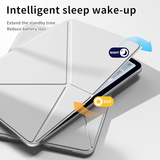 for iPad A16 Case iPad 11th/10th Generation Case (2025/2022) Removable Magnetic Cover Ultra Slim Shockproof Adjustable Portrait/Landscape Stand with Raised Screen View Auto Sleep/Wake Gray