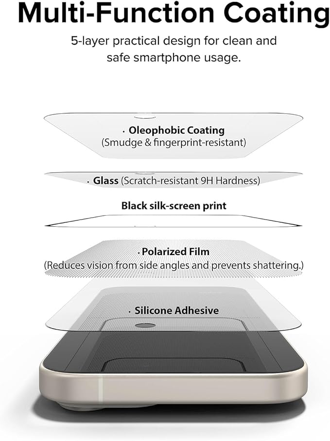 Ringke Privacy Glass [Feel Better in Public] Compatible with iPhone 15 Screen Protector Easy to Install Case Friendly Tempered Glass Anti-spy Privacy Screen Protector with Installation Tool
