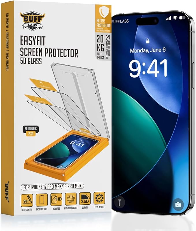 2-Pack Screen Protector for iPhone 17 Pro Max | iPhone 16 Pro Max [6.9”] Tempered Glass with Auto-Alignment Kit - Bubble-Free Drop Protection Easy Installation Case-Friendly