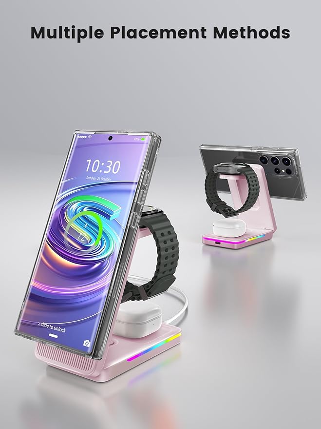 Wireless Charger for Samsung 3 in 1 Charging Station for Samsung - Magnetic Android Charging Station for Galaxy S26 Ultra/Z Fold/Flip &amp Buds4 Pro - Nightstand Organizer &amp Bedside Charger for
