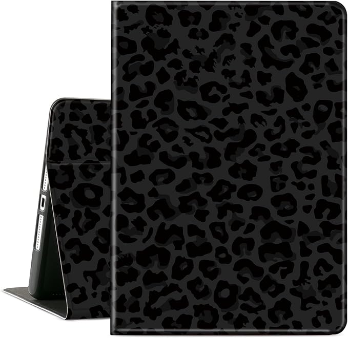 Case for Microsoft Surface Pro 11/10 / 9 13 InchPU Leather Cute Slim Folio Adjustable Stand Cover Case for Surface Pro 11th Edition AIBlack Green Leopard
