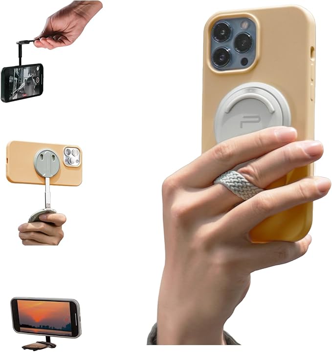 PGYTECH MagFlex Phone Stand N52 Aluminum Alloy Magsafe Phone Photography Grip Fit for iPhone 17/16/15/14 Series with Magnetic Ring for Android