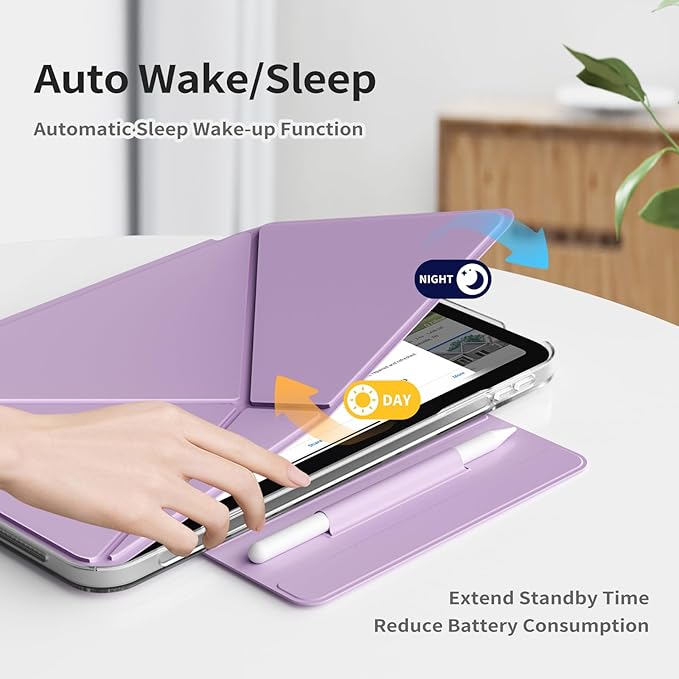 kenke Case for iPad Air 11 Inch M4/M3/M2 (2026/2025/2024) iPad Air 5th/4th Generation 10.9 Inch (2022/2020) with Clasp Slim Multi Angle Stand Cover with Pencil Holder Magnetic Back Light Purple