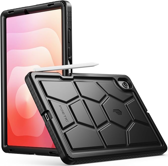 Poetic TurtleSkin Case for Samsung Galaxy Tab S11 (2025 Release) 11 inch Case with S Pen Holder Heavy Duty Shockproof Kids Friendly Protective Silicone Cover Black