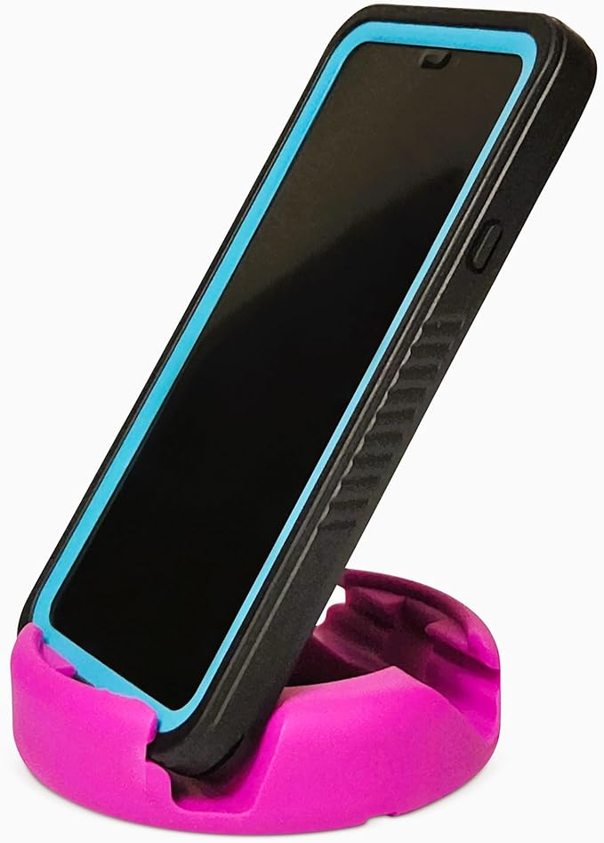 GoDonut Plus+ - Smartphone and Tablet Stand - Compatible with Lager Cases with Charging Port Access - for use at Work at Home Travel and on-the-go (Fuchsia)