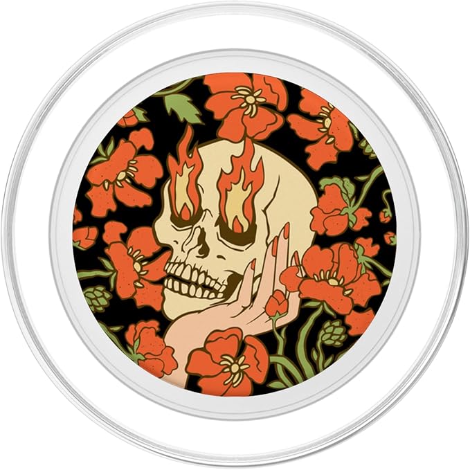 PopSockets Skull &amp Goth Phone Grip &amp Stand - Skull Flowers PopSockets PopGrip for MagSafe