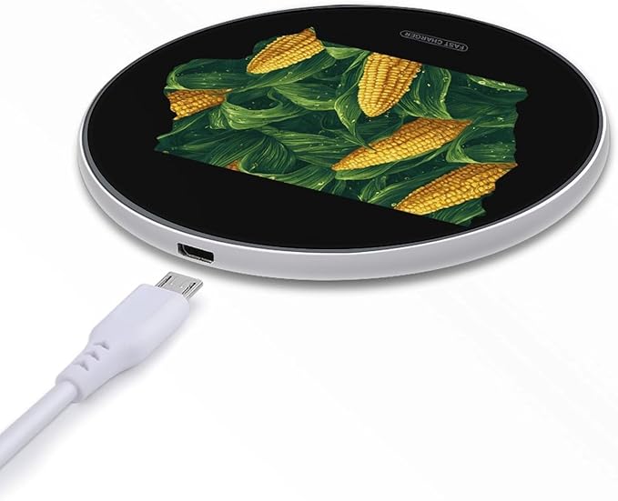 Iowa Map Corn Fast Portable Charger 10W Funny Graphic Phone Charging Pad with USB Cable