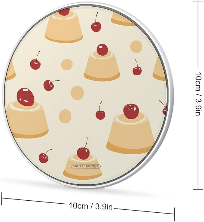 Cheese Pudding Cherries Phone Charger Magnetic Charging Pad Anti-Slip with USB Cable