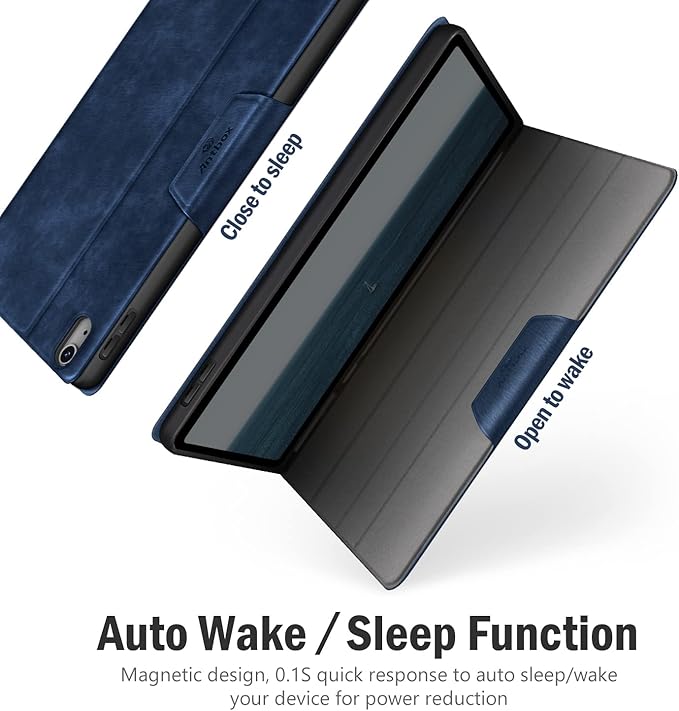 Antbox Case for iPad (A16) 11th Generation 11'' 2025/iPad 10th Generation 10.9'' 2022 with Built-in Pencil Holder Auto Sleep/Wake Function PU Leather Smart Cover (Blue)