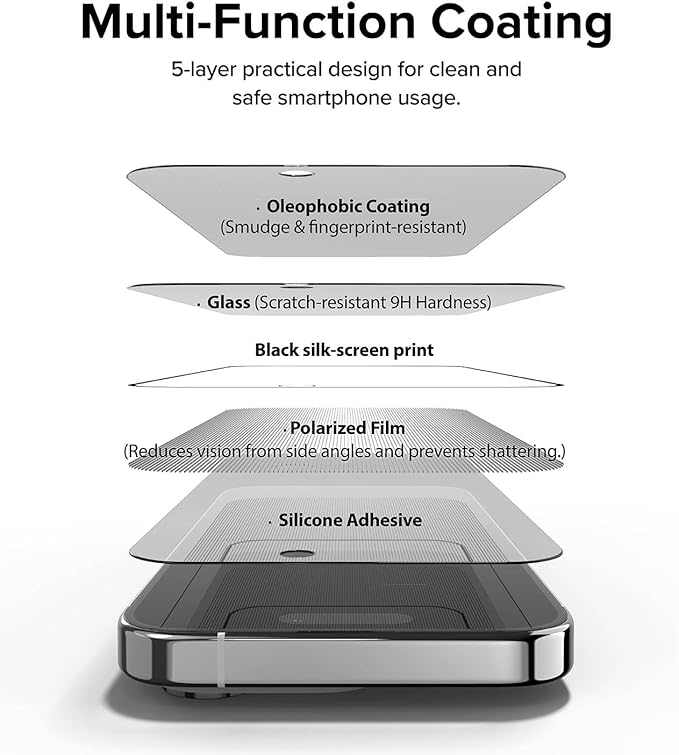 Ringke Privacy Glass [Feel Better in Public] Compatible with iPhone 15 Pro Max Screen Protector Easy to Install Case Friendly Tempered Glass Anti-spy Privacy Screen Protector with Installation Tool
