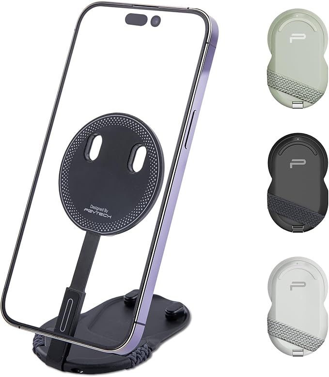 PGYTECH MagFlex Phone Stand N52 Aluminum Alloy Magsafe Phone Photography Grip Fit for iPhone 17/16/15/14/13 Series with Magnetic Ring for Android