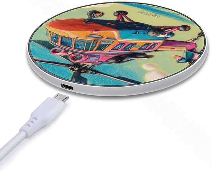 Colorful Helicopter Flying Fast Portable Charger 10W Funny Graphic Phone Charging Pad with USB Cable