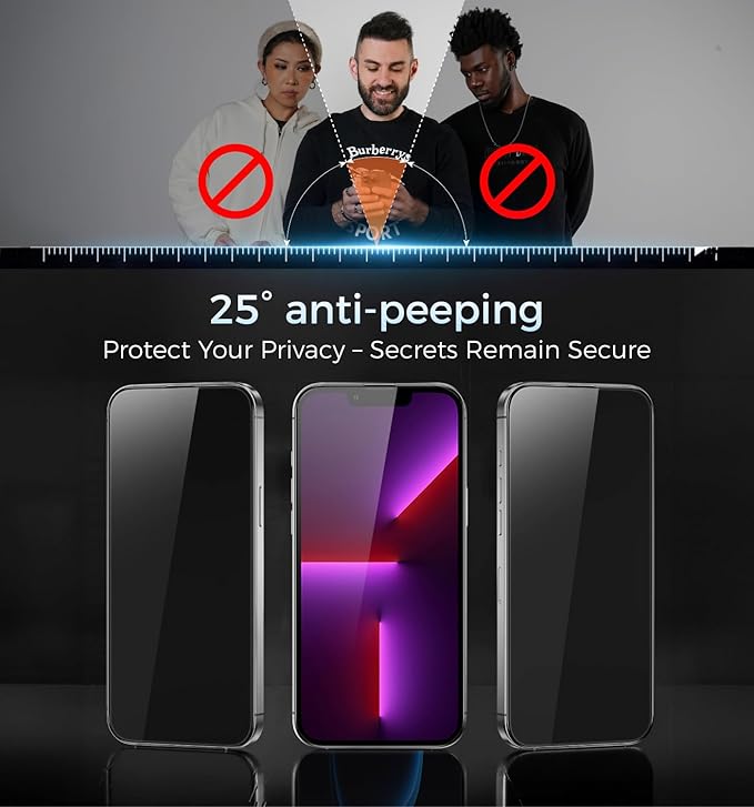 MAGIC JOHN 3rd Gen Upgraded for iPhone 13 Pro Max/iPhone 14 Plus Privacy Screen Protector 6.7 Inch 25°Anti-Spy Screen Shockproof Tempered Glass Auto Dust-Removal Bubble Free Easy Installation 2