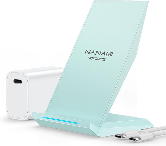 NANAMI Fast Wireless Charger Charging Stand[with 20W PD Charger] Compatible with iPhone 17/16/15/14/13/12/12 Desktop Charger Stand for Samsung Galaxy S26/S26+/S25/S25+/S25 Ultra/S24/S23/S22/S21/S20