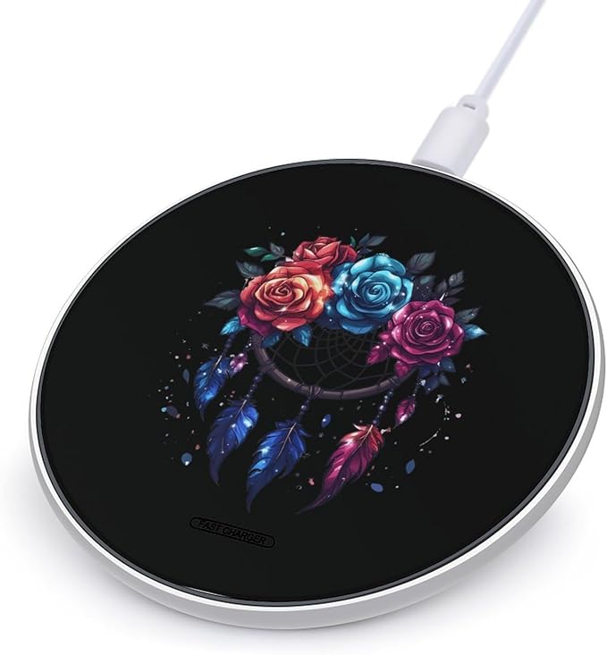 Dream Catcher Roses Wireless Charger Anti-Slip Wireless Charging Pad Slim Charger Mat for Men Women