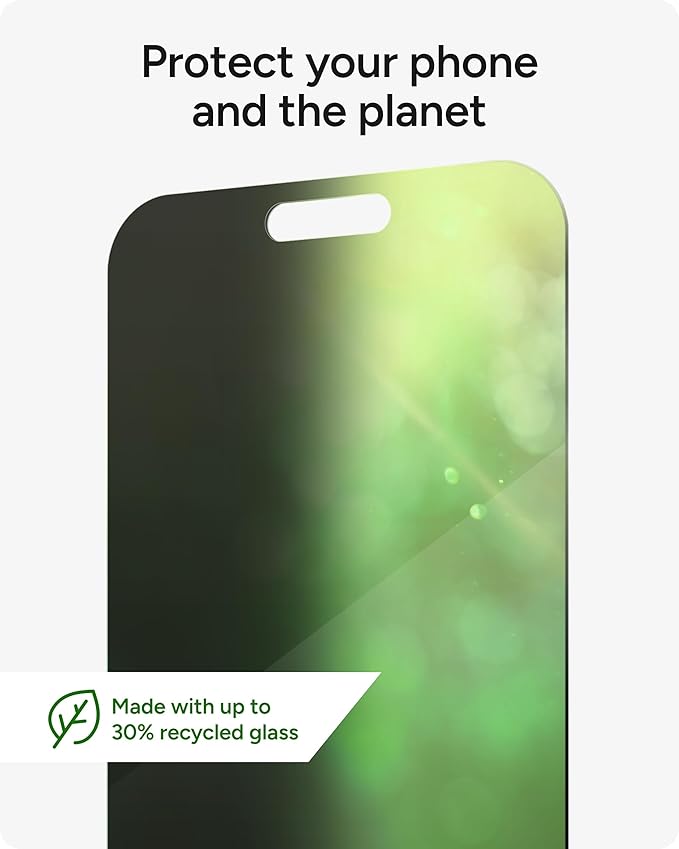 ZAGG Glass Elite Privacy 360 Screen Protector for iPhone 16 Pro Max – 4-Way Privacy Ultra-Strong Tempered Glass 5X Stronger Smudge-Resistant Easy Install Recycled Content