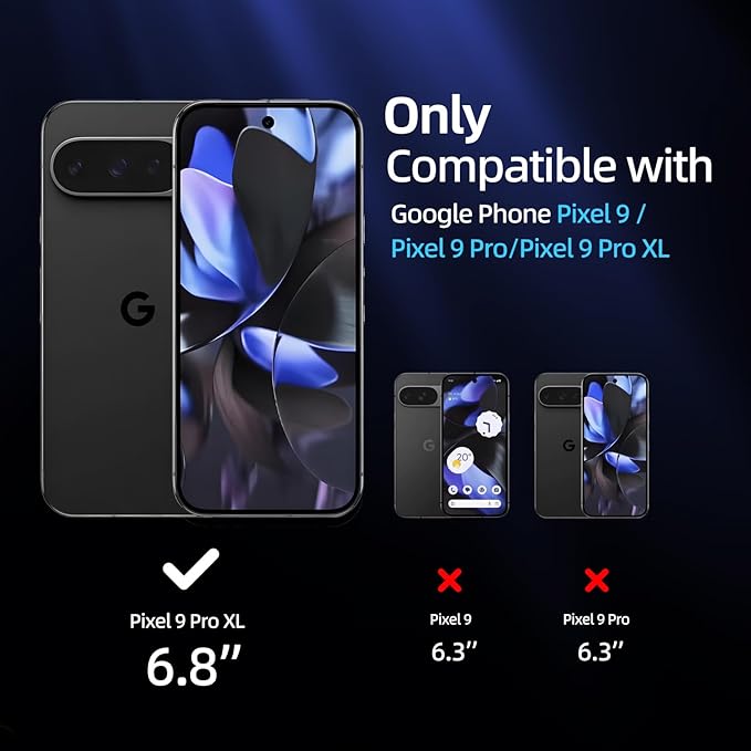 X-it for Google Pixel 9 Pro XL Screen Protector Privacy [Auto Alignment/Dust Removal]Bubble-Free[100% Fingerprint Unlock] Easy Installation Full Coverage [Phone Case Friendly] Anti-Spy [Non-Glass] 2